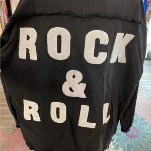 Black Rock & Roll Chenille Patch Jean Jacket